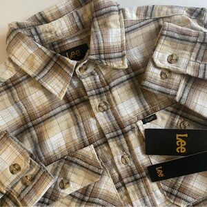 Lee Flannel Shirt Men M Plaid Button Up